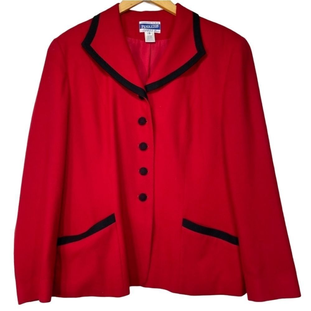 Pendleton Vinyage Red Wool Button Down Suit Blazer